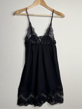 Vintage Lindsey Roscoe for Farr West Black Lace Slip Dress Size Medium Romantic